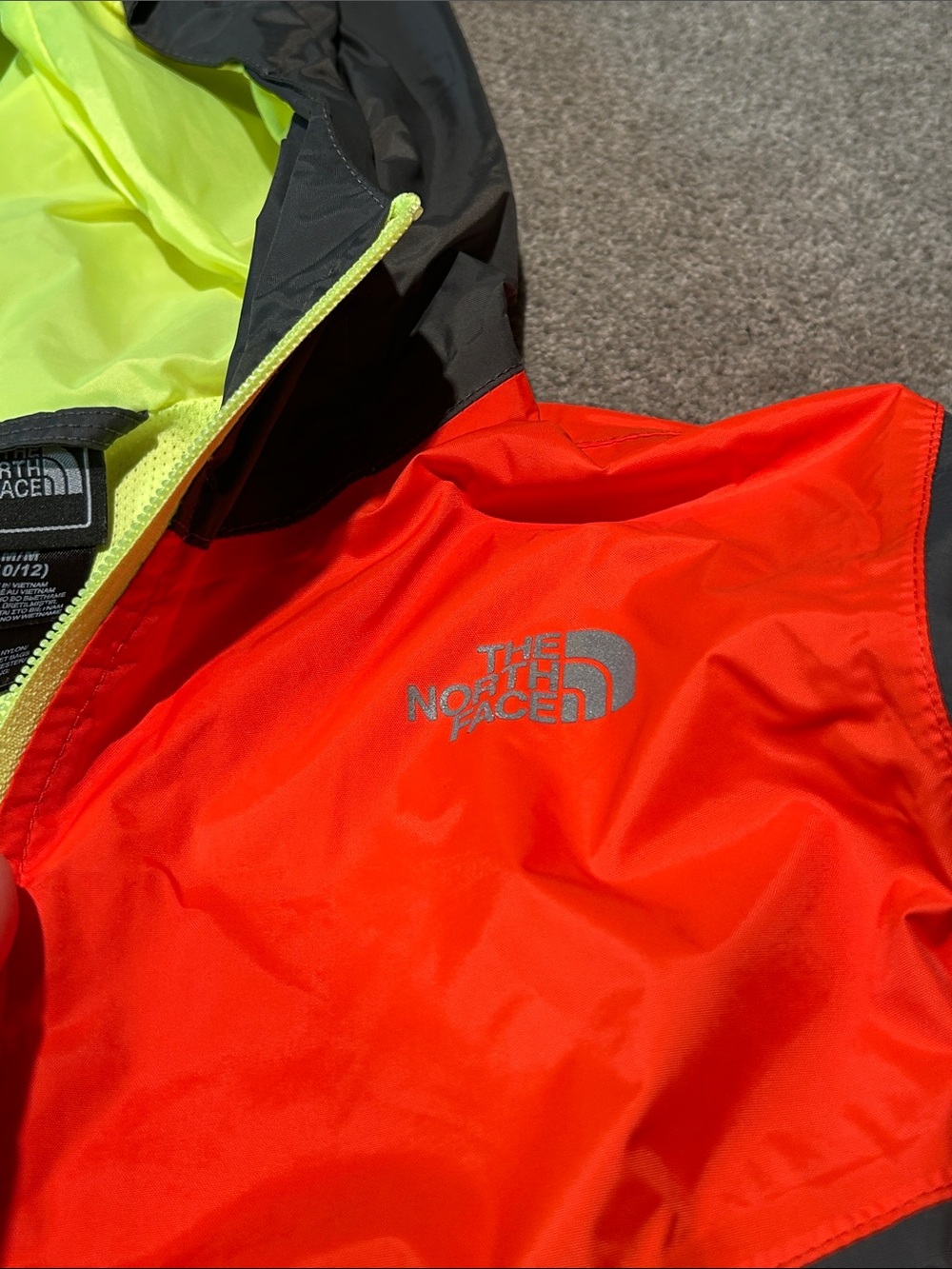 The North Face Kids Colorblock Rain Jacket - Orange, Gray, Black, Neon Yellow - Picture 3 of 3
